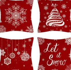 SUNMOOL Kerstkussens> Kerst Kussenhoes - Kussenhoes - Pillow Cover - 45 X 45Cm 4Stuks