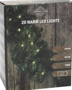 Svenska Living Guirlandes> Kerstslinger 270 Cm - 20 Led's Met Timer - Groen