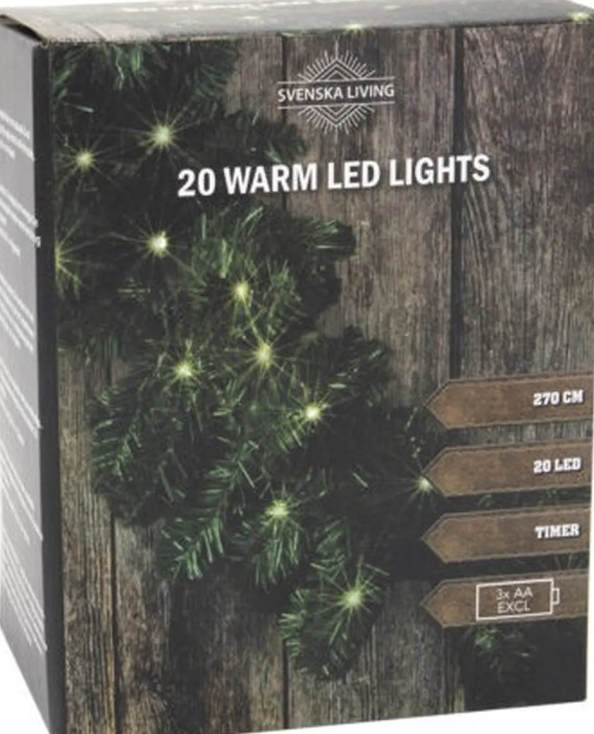 Svenska Living Guirlandes> Kerstslinger 270 Cm - 20 Led's Met Timer - Groen