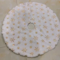 Merkloos Tdr - Duurzame Pailletten Geborduurde Kerstboom Rok - 122Cm, Sneeuw En Goud Accenten- Een Feestelijke Toevoeging Aan Je Kerstdecoratie New