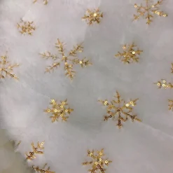 Merkloos Tdr - Duurzame Pailletten Geborduurde Kerstboom Rok - 122Cm, Sneeuw En Goud Accenten- Een Feestelijke Toevoeging Aan Je Kerstdecoratie New