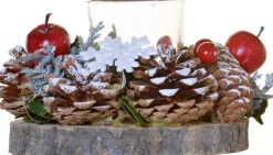 TotalPress Kerststukjes>Tealight Holder Pinecone Snowflake D15 H10Cm Multicolour | Kerst | Kerststukje| Decoratie