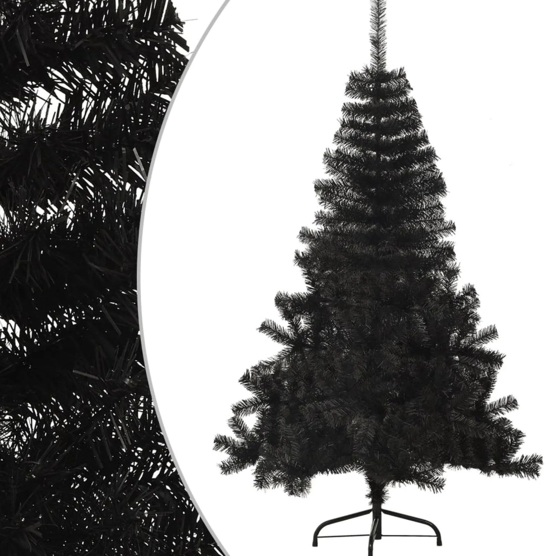 The Living Store Halve Kunstkerstboom - 150 Cm - Pvc/Staal Zwart Flash Sale