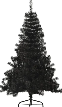 The Living Store Halve Kunstkerstboom - 150 Cm - Pvc/Staal Zwart Flash Sale