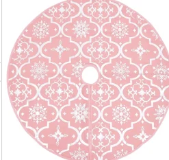 The Living Store Kerstboomrok 90 Cm - Met Sneeuwpatroon - Inclusief Kerstsok Roze Cheap