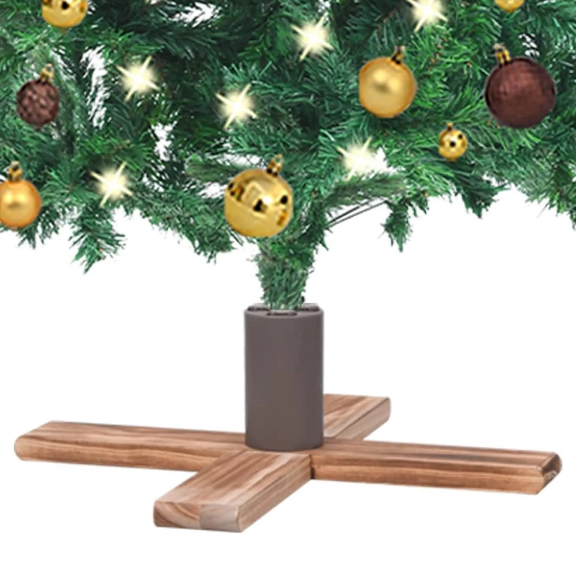 The Living Store Kerstboomstandaard - Kunststof En Hout - 54X54X16 Cm - Geschikt Voor Bomen Tot 2.1 M - Diameter Boomstam 19/22/32 Mm Clearance