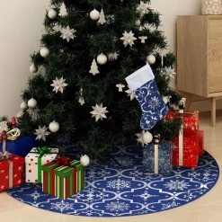 The Living Store Kerstboomrok Luxe Met Sok 122 Cm Stof Kerstboomrok Blauw Clearance