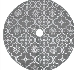 The Living Store Kerstboomrok Sneeuw 122 Cm - Inclusief Kerstsok (100% Polyester) Grijs Store