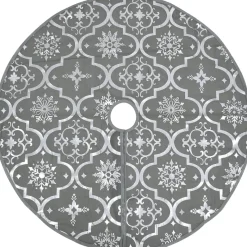 The Living Store Kerstboomrok Sneeuw 122 Cm - Inclusief Kerstsok (100% Polyester) Grijs Store