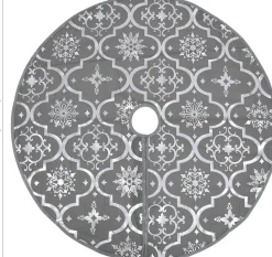 The Living Store Kerstboomrok 90 Cm - Sneeuwpatroon - Inclusief Kerstsok Grijs Discount