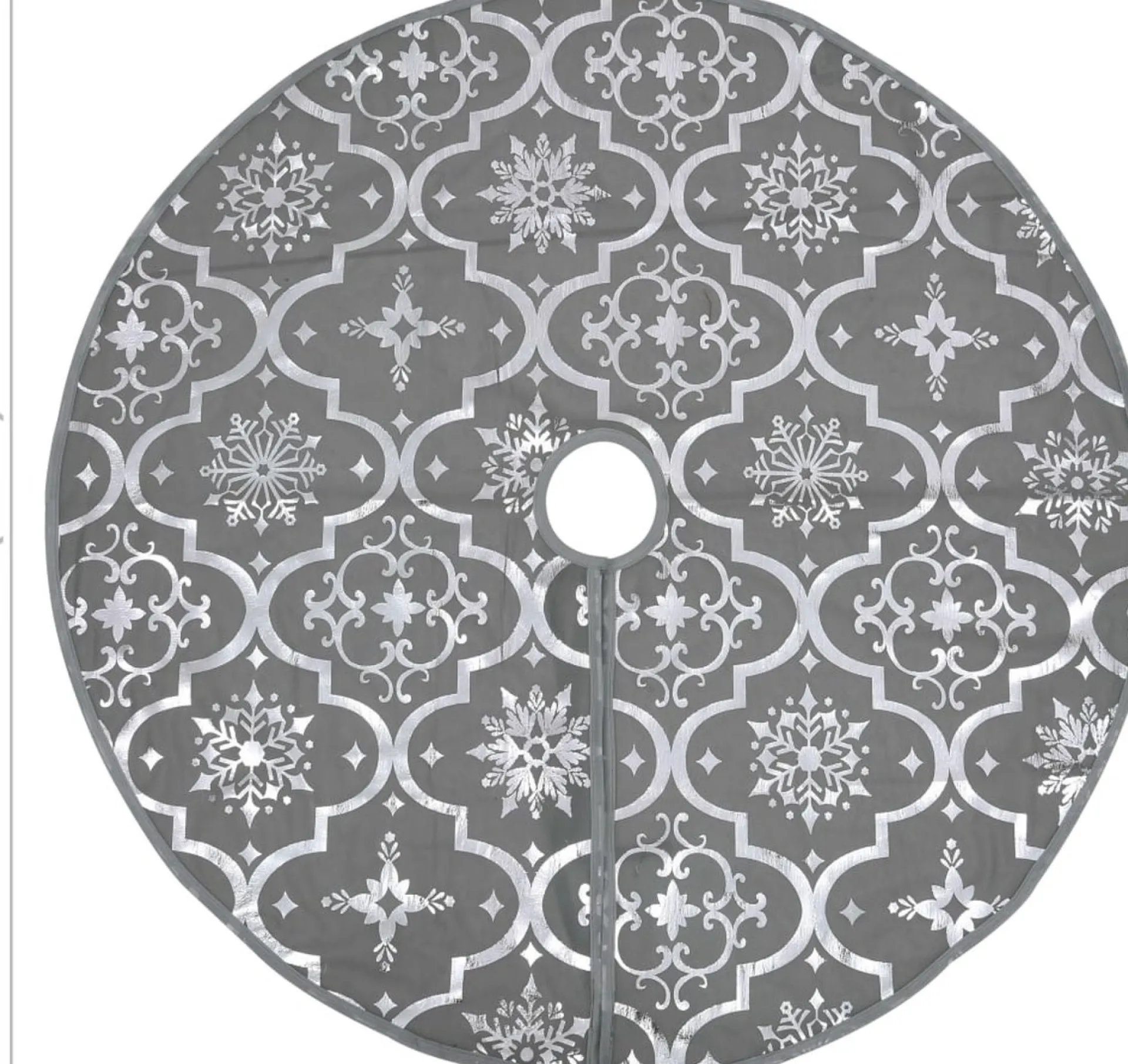 The Living Store Kerstboomrok 90 Cm - Sneeuwpatroon - Inclusief Kerstsok Grijs Discount