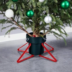 The Living Store Kerstboomstandaard - Metalen Frame - Waterreservoir - Geschikt Voor Echte Boom - 46X46X19 Cm /Rood - Online