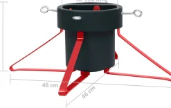 The Living Store Kerstboomstandaard - Metalen Frame - Waterreservoir - Geschikt Voor Echte Boom - 46X46X19 Cm /Rood - Online