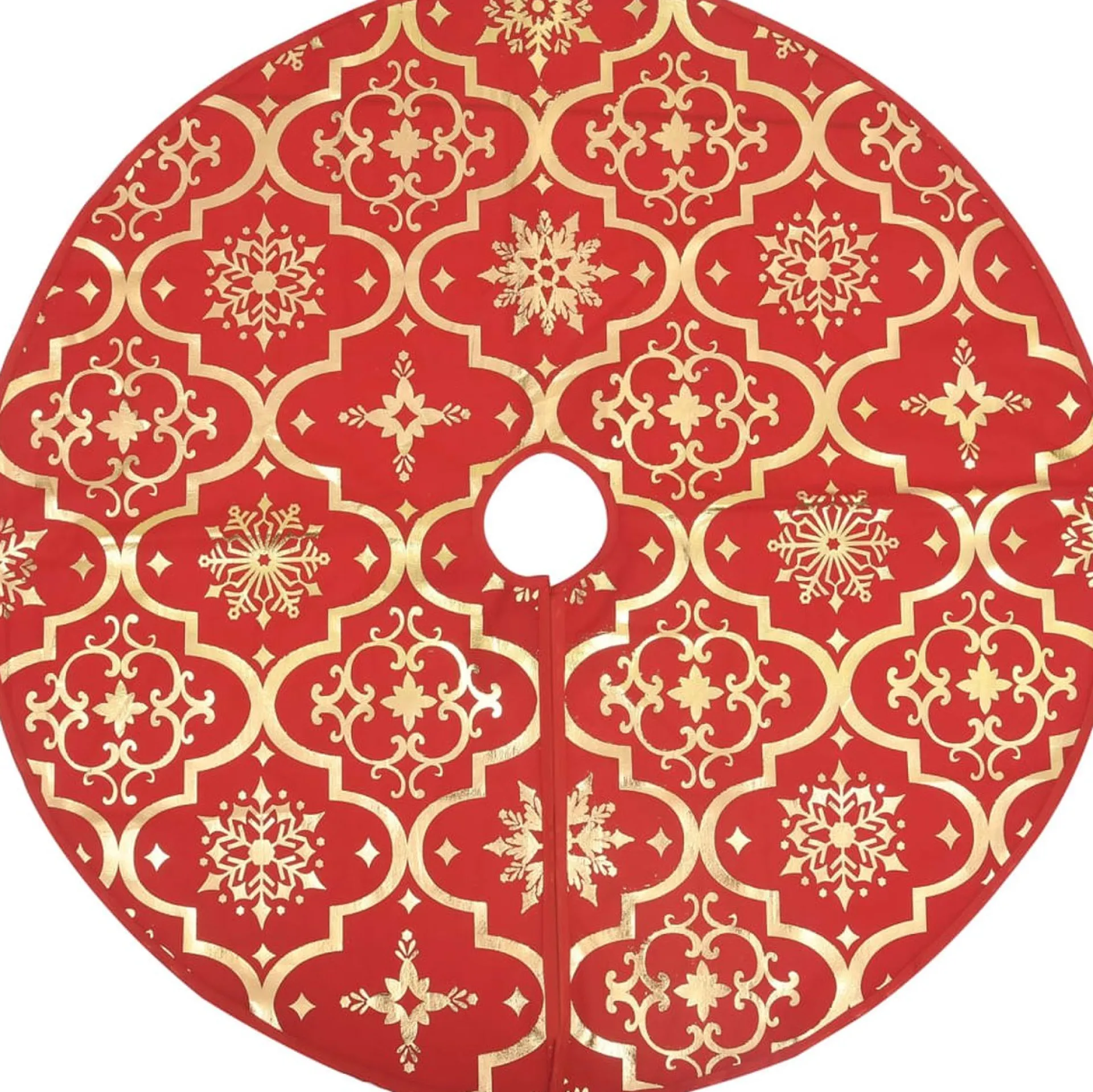 The Living Store Kerstboomrok 90 Cm - Met Sneeuwpatroon - Inclusief Kerstsok Rood New