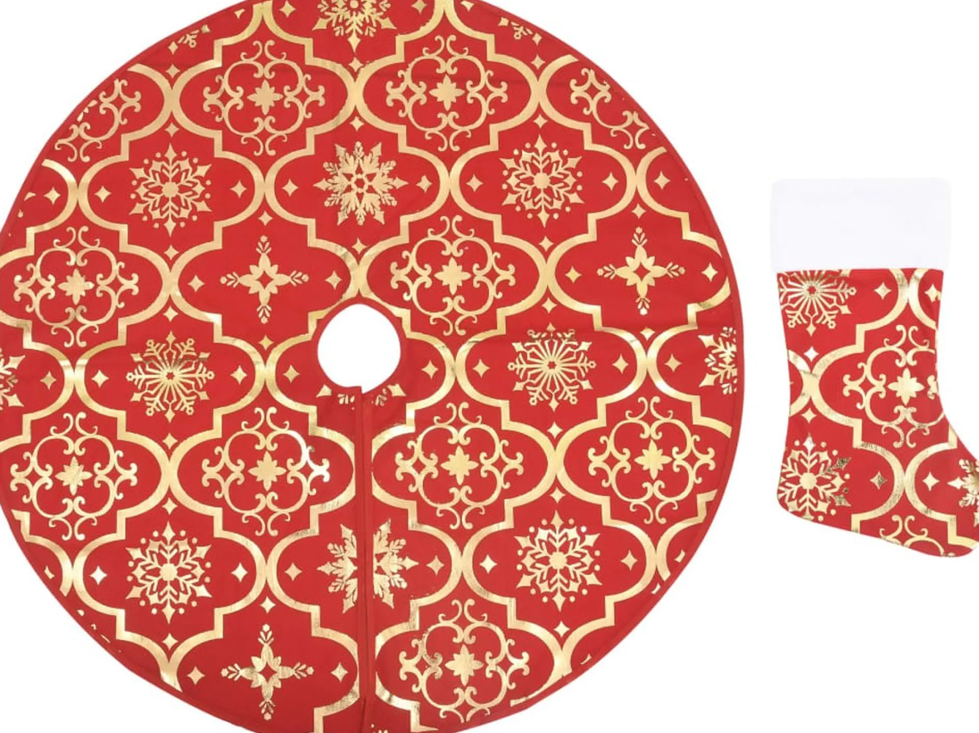 The Living Store Kerstboomrok 90 Cm - Met Sneeuwpatroon - Inclusief Kerstsok Rood New