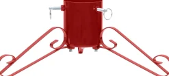 The Living Store Kerstboomstandaard - Rood Metaal - 58 X 58 X 21 Cm - Geschikt Voor 2.1 M Echte Boom - Watertank- 1.2 L - Stamdiameter- 35-90 Mm Clearance