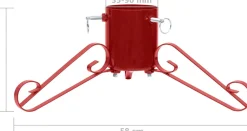The Living Store Kerstboomstandaard - Rood Metaal - 58 X 58 X 21 Cm - Geschikt Voor 2.1 M Echte Boom - Watertank- 1.2 L - Stamdiameter- 35-90 Mm Clearance