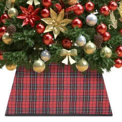 The Living Store Kerstboomkraag - Stoffen Boomrok Met Geruit Patroon - 25 Cm Hoog - 35 X 35 Cm Bovenkant - 48 X 48 Cm Onderkant Clearance