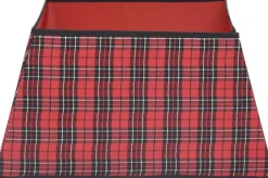 The Living Store Kerstboomkraag - Stoffen Boomrok Met Geruit Patroon - 25 Cm Hoog - 35 X 35 Cm Bovenkant - 48 X 48 Cm Onderkant Clearance