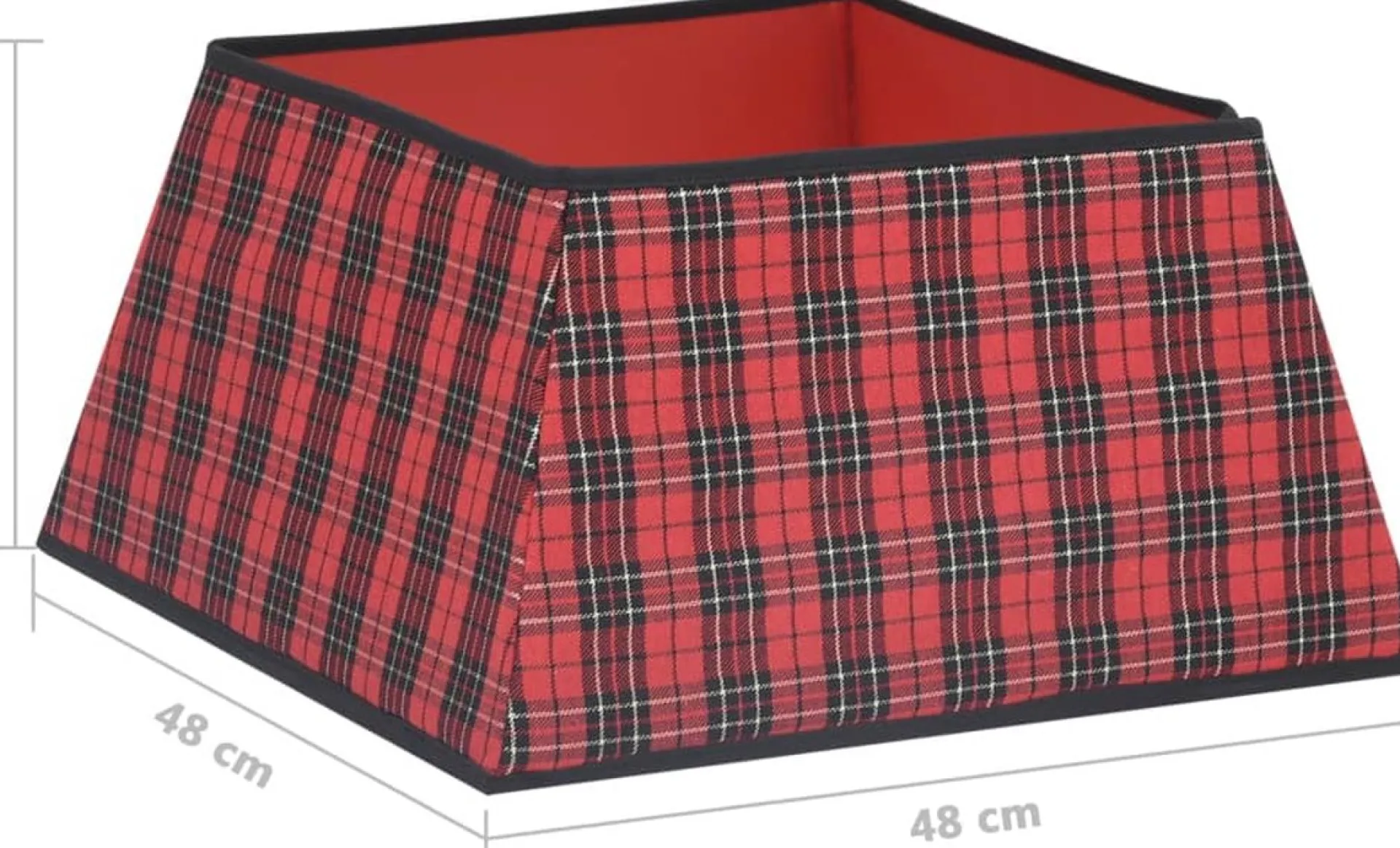 The Living Store Kerstboomkraag - Stoffen Boomrok Met Geruit Patroon - 25 Cm Hoog - 35 X 35 Cm Bovenkant - 48 X 48 Cm Onderkant Clearance