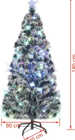 The Living Store Kerstboom - Groen Glasvezel En Staal - 180 Cm - 220 Takken - Led Verlichting New