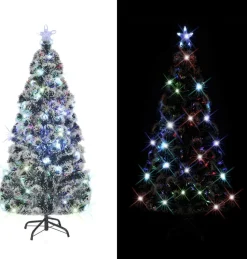 The Living Store Kerstboom - Groen Glasvezel En Staal - 180 Cm - 220 Takken - Led Verlichting New