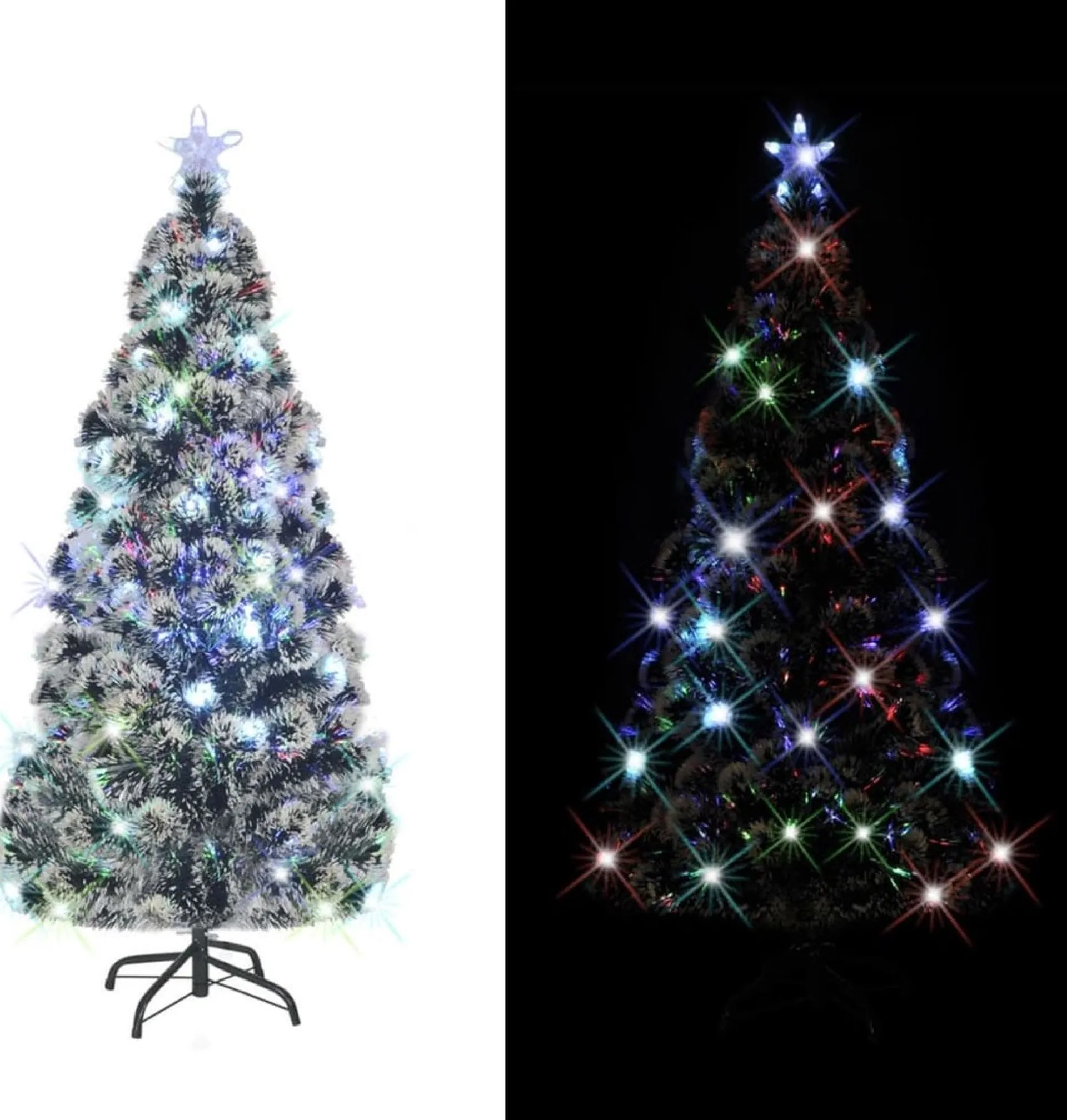 The Living Store Kerstboom - Groen Glasvezel En Staal - 180 Cm - 220 Takken - Led Verlichting New