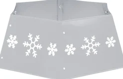 The Living Store Kerstboomkraag Metalen En Wit - 52.5 Cm Bovenkant - 68 Cm Onderkant - 25 Cm Hoogte - Sneeuwvlokkenprint - Montage Vereist Shop