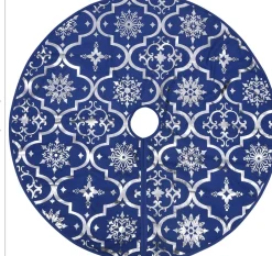 The Living Store Kerstboomrok 90 Cm - Met Sneeuwpatroon - Inclusief Kerstsok Blauw Best