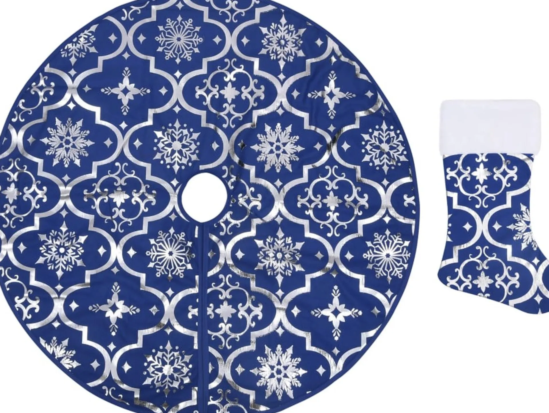 The Living Store Kerstboomrok 90 Cm - Met Sneeuwpatroon - Inclusief Kerstsok Blauw Best