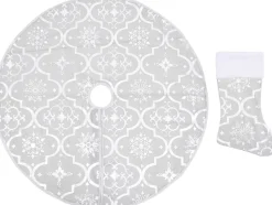 The Living Store Kerstboomrok Sneeuwpatroon 150 Cm - Inclusief Kerstsok Wit Store