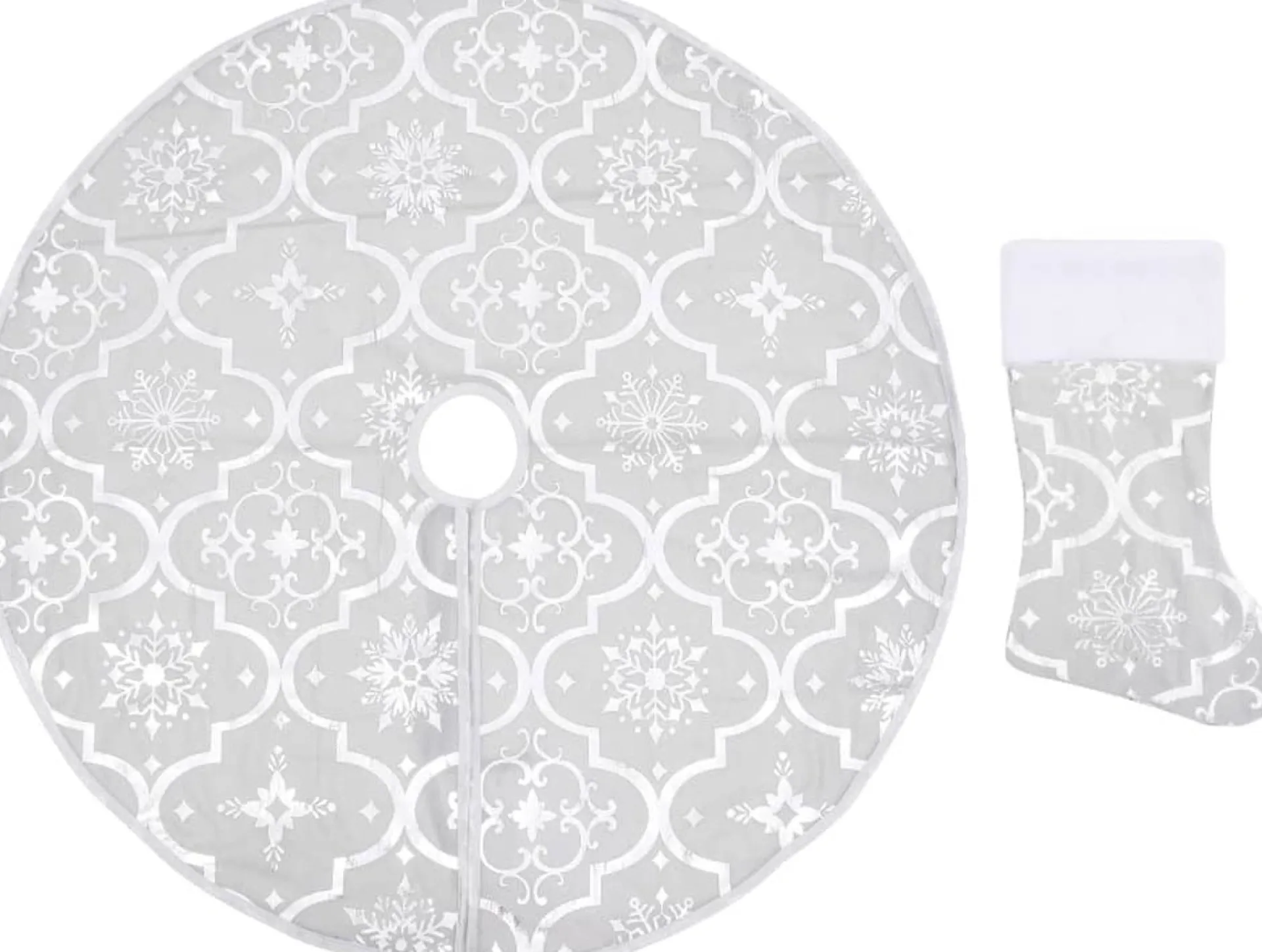 The Living Store Kerstboomrok Sneeuwpatroon 150 Cm - Inclusief Kerstsok Wit Store