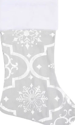 The Living Store Kerstboomrok Luxe 122 Cm - Stof - Sneeuwpatroon - Inclusief Kerstsok Wit Shop