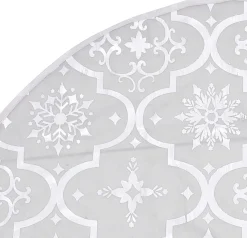 The Living Store Kerstboomrok Luxe 122 Cm - Stof - Sneeuwpatroon - Inclusief Kerstsok Wit Shop