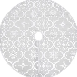 The Living Store Kerstboomrok Luxe 122 Cm - Stof - Sneeuwpatroon - Inclusief Kerstsok Wit Shop