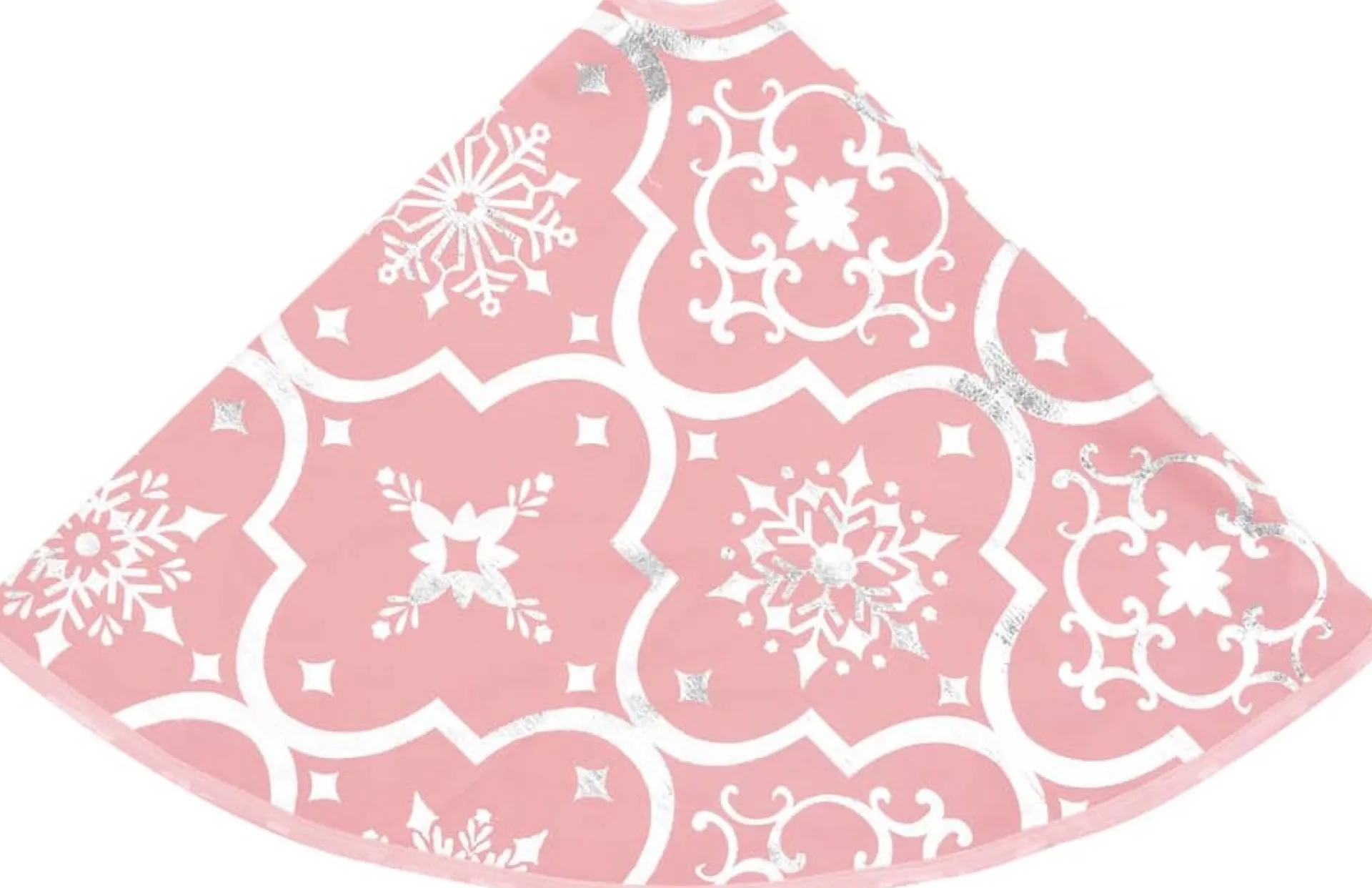 The Living Store Kerstboomrok Stof - 122 Cm - Inklapbaar - Sneeuwpatroon - Met Kerstsok Roze Best Sale