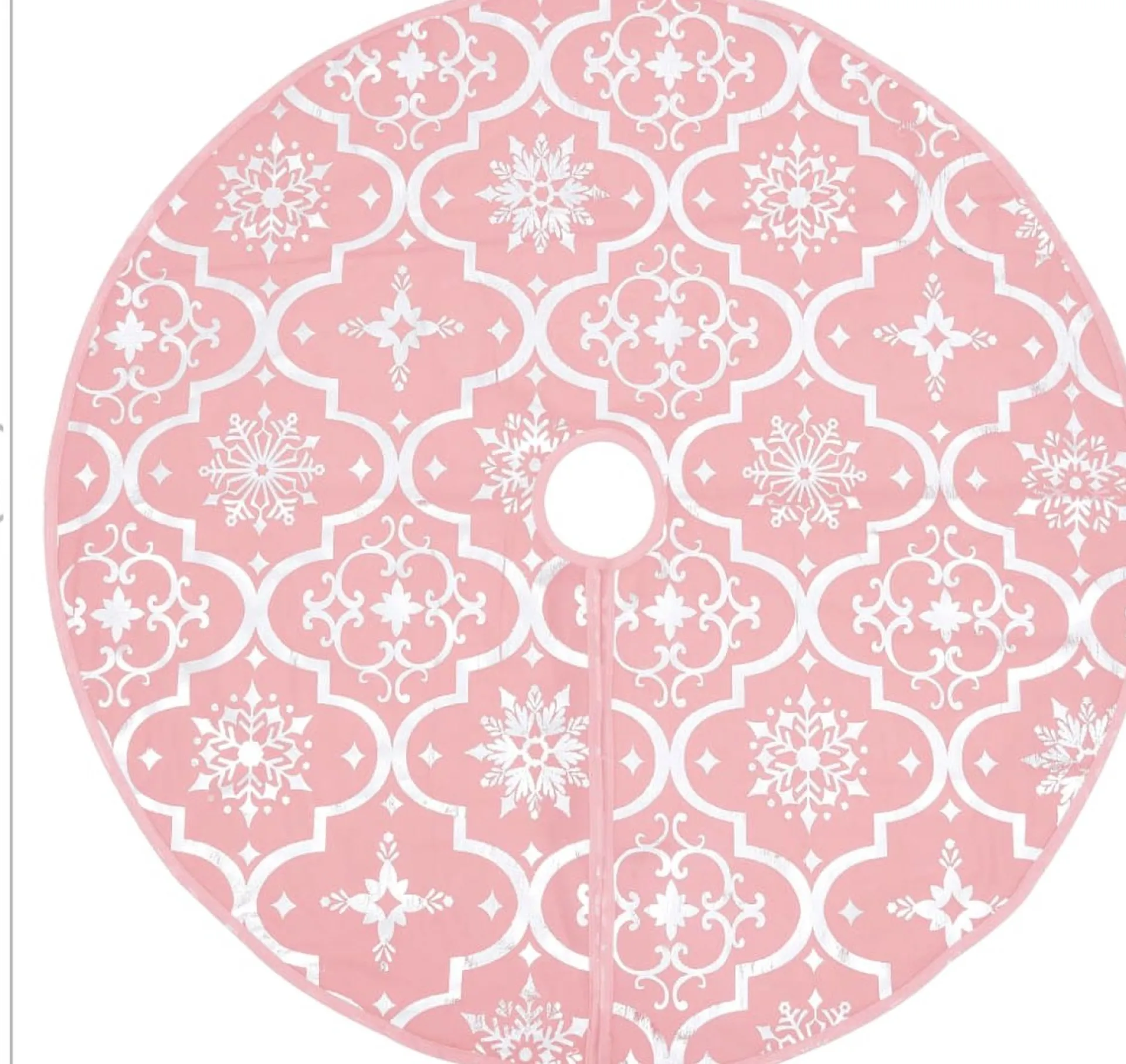 The Living Store Kerstboomrok Stof - 122 Cm - Inklapbaar - Sneeuwpatroon - Met Kerstsok Roze Best Sale