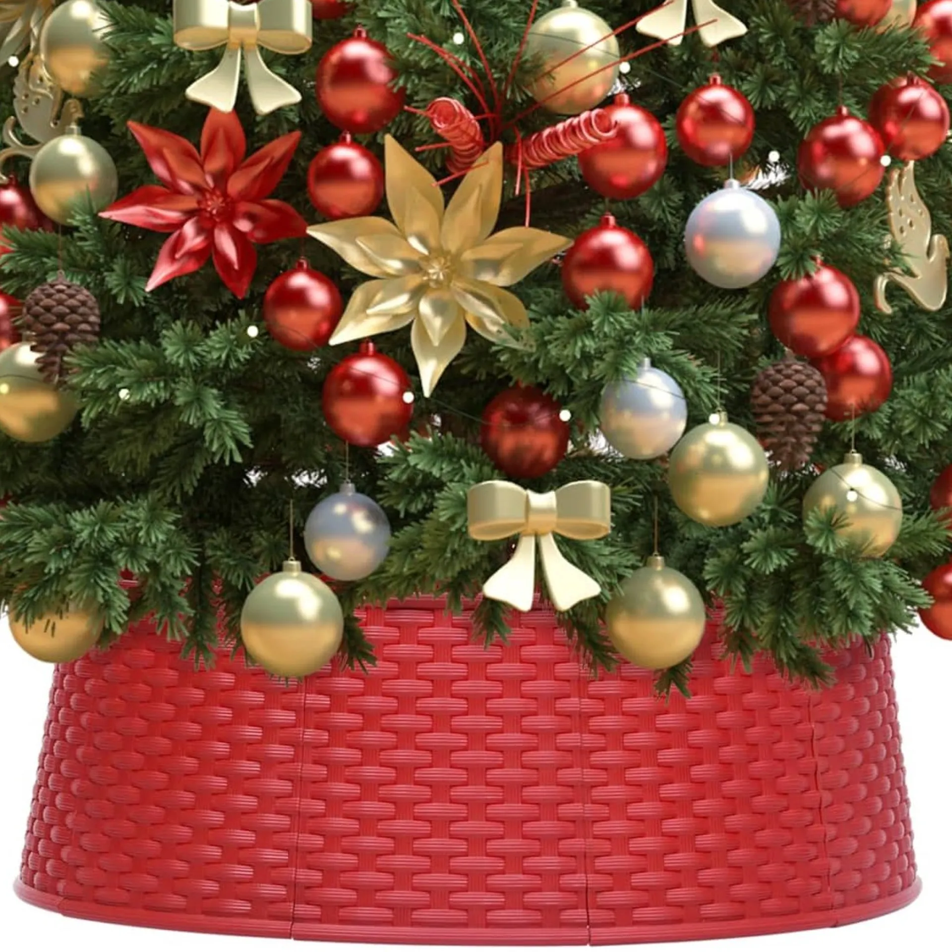 The Living Store Kerstboomkraag Kunststof - 57Cm/65Cm - Rattan-Look - Montage Vereist Flash Sale