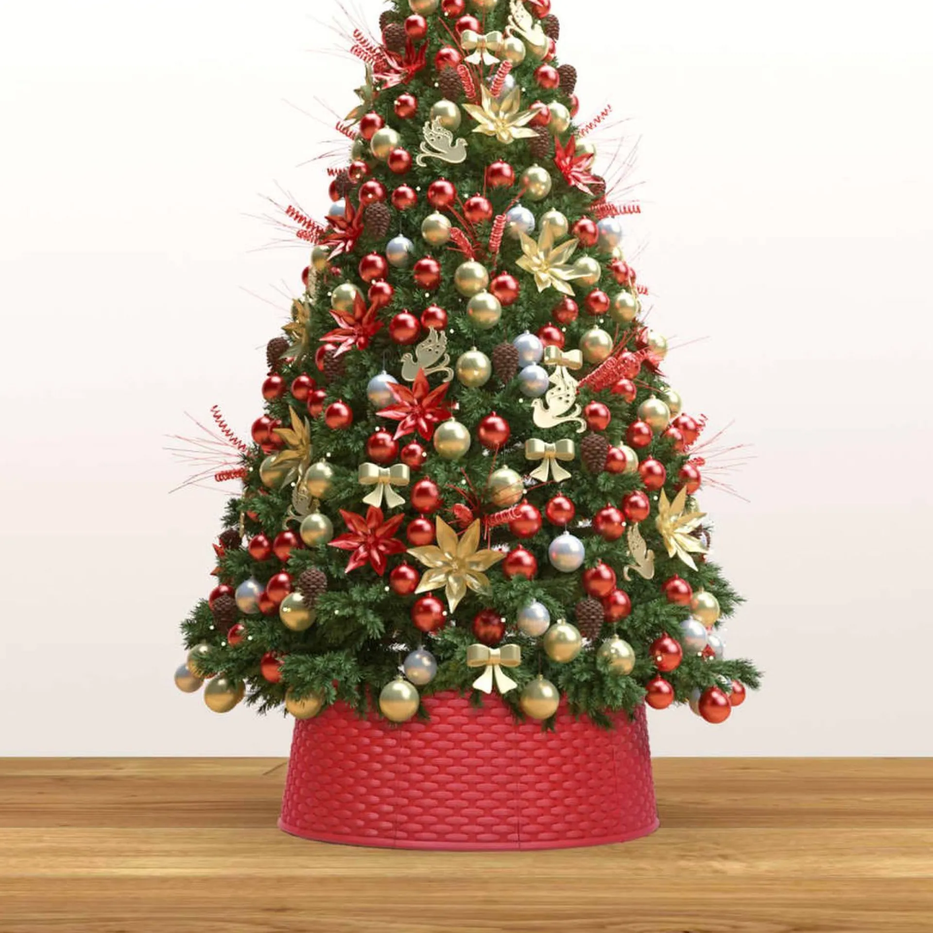 The Living Store Kerstboomkraag Kunststof - 57Cm/65Cm - Rattan-Look - Montage Vereist Flash Sale