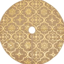 The Living Store Kerstboomrok 90 Cm Diameter - Met Sneeuwpatroon - Inclusief Kerstsok Geel Store