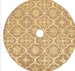 The Living Store Kerstboomrok 90 Cm Diameter - Met Sneeuwpatroon - Inclusief Kerstsok Geel Store