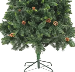 The Living Store Kunstkerstboom - Dennenboom - 210 Cm - Groen - Pvc - Met 1060 Puntige Uiteinden - Met Groen Glitter - Met 36 Dennenappels Clearance