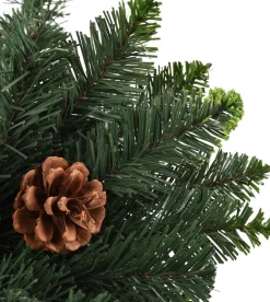 The Living Store Kunstkerstboom - Dennenboom - 210 Cm - Groen - Pvc - Met 1060 Puntige Uiteinden - Met Groen Glitter - Met 36 Dennenappels Clearance