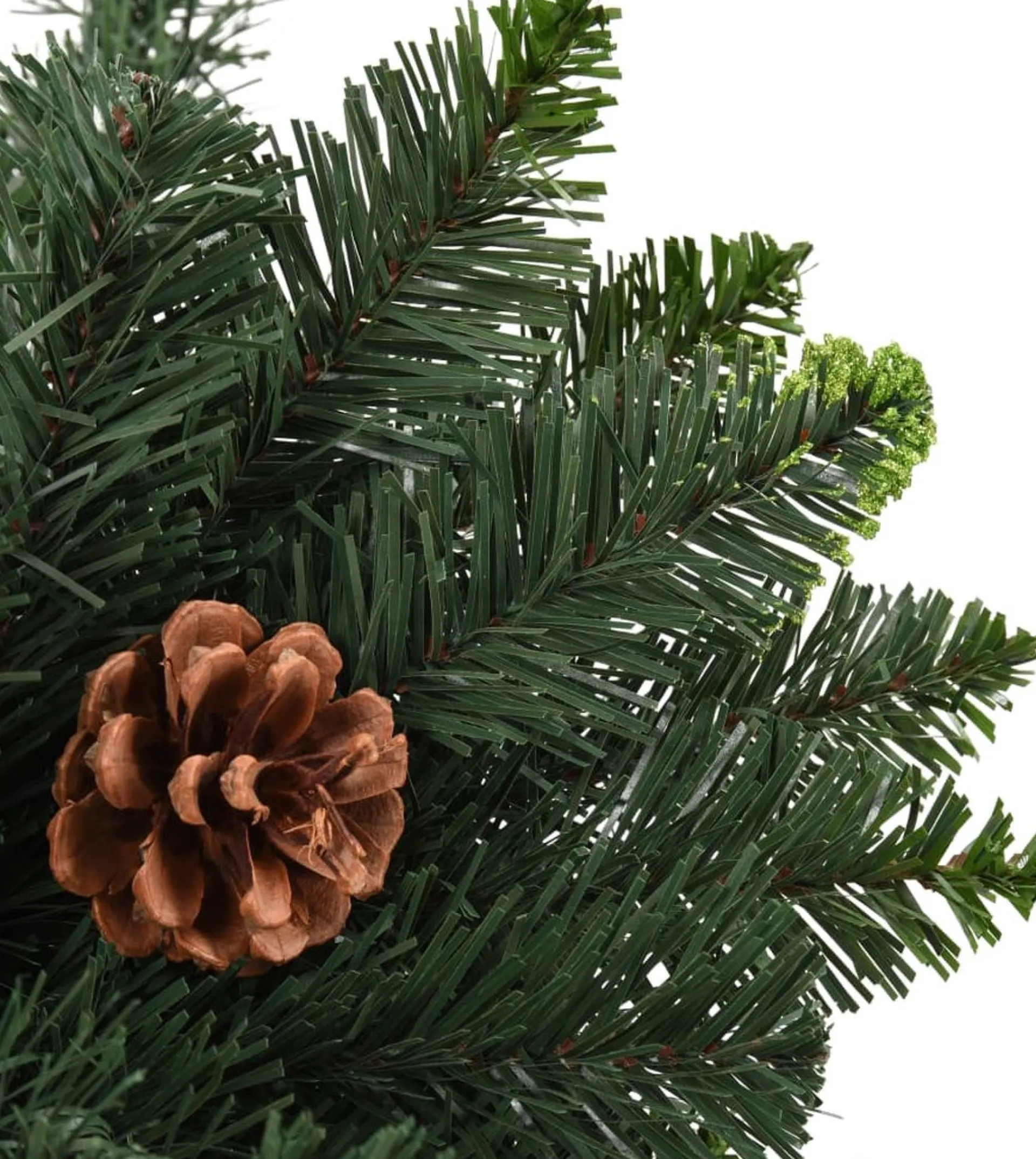 The Living Store Kunstkerstboom - Dennenboom - 210 Cm - Groen - Pvc - Met 1060 Puntige Uiteinden - Met Groen Glitter - Met 36 Dennenappels Clearance