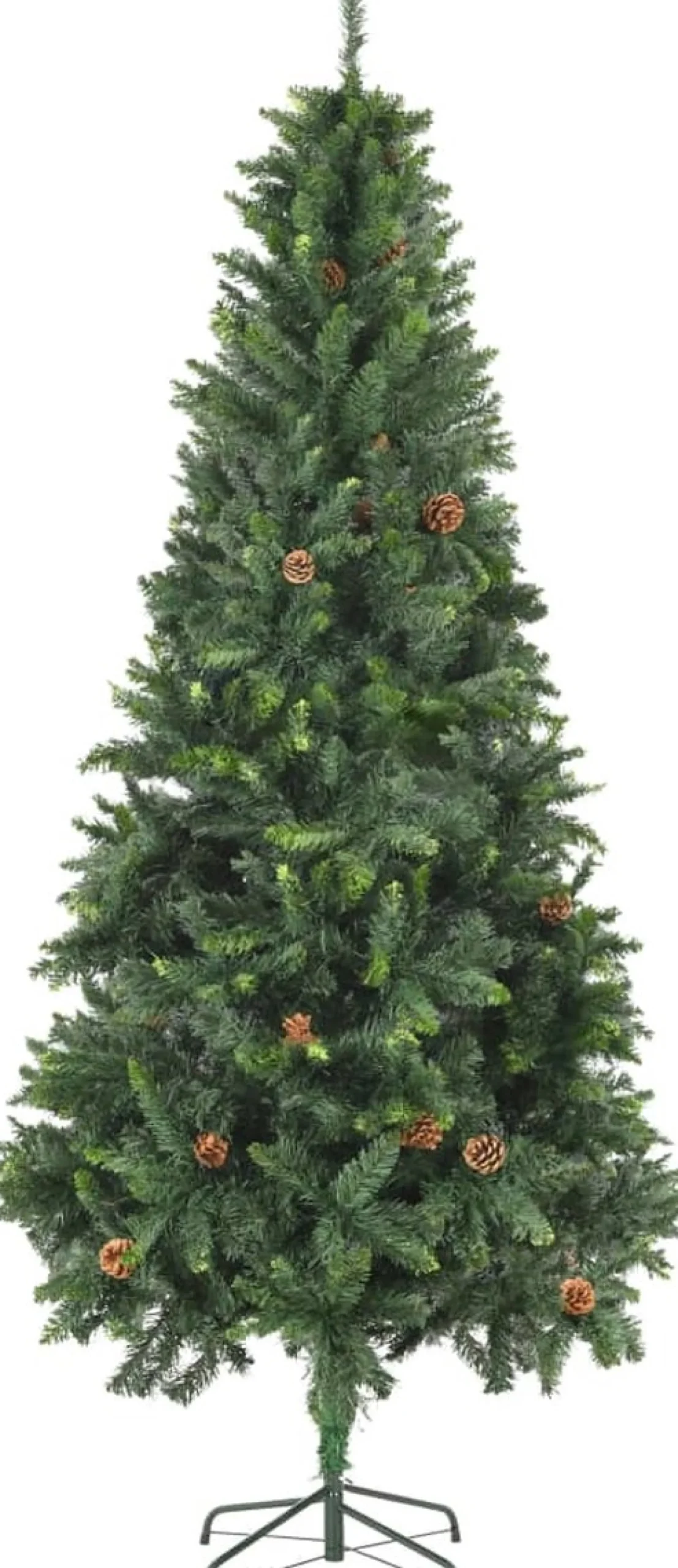 The Living Store Kunstkerstboom - Dennenboom - 210 Cm - Groen - Pvc - Met 1060 Puntige Uiteinden - Met Groen Glitter - Met 36 Dennenappels Clearance