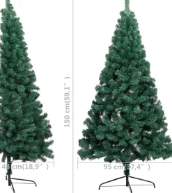 The Living Store Kunstkerstboom - Halve Boom - 150 Cm - Pvc Groen Cheap