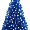 The Living Store Kunstkerstboom - Blauw - 120 Cm - Pvc - Led-Verlichting Discount