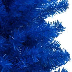 The Living Store Kunstkerstboom - Blauw - 120 Cm - Pvc - Led-Verlichting Discount