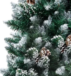 The Living Store Kunstkerstboom 150 Cm - Groen En Wit - Met 680 Uiteinden En Witte Sneeuw - Inclusief Dennenappels - Pvc En Staal Cheap