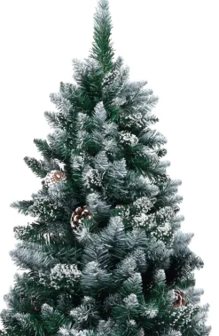 The Living Store Kunstkerstboom 150 Cm - Groen En Wit - Met 680 Uiteinden En Witte Sneeuw - Inclusief Dennenappels - Pvc En Staal Cheap